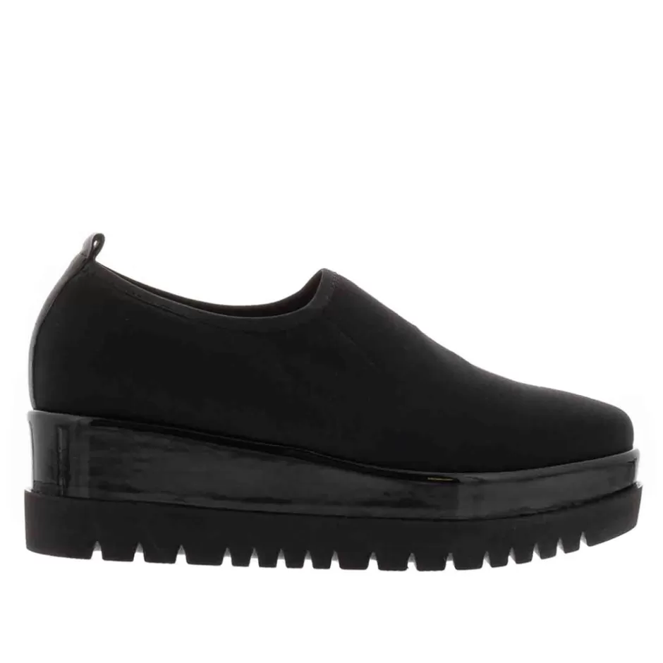 Loafers | Carl Scarpa Angelo Black Italian Lycra Wedge Loafers