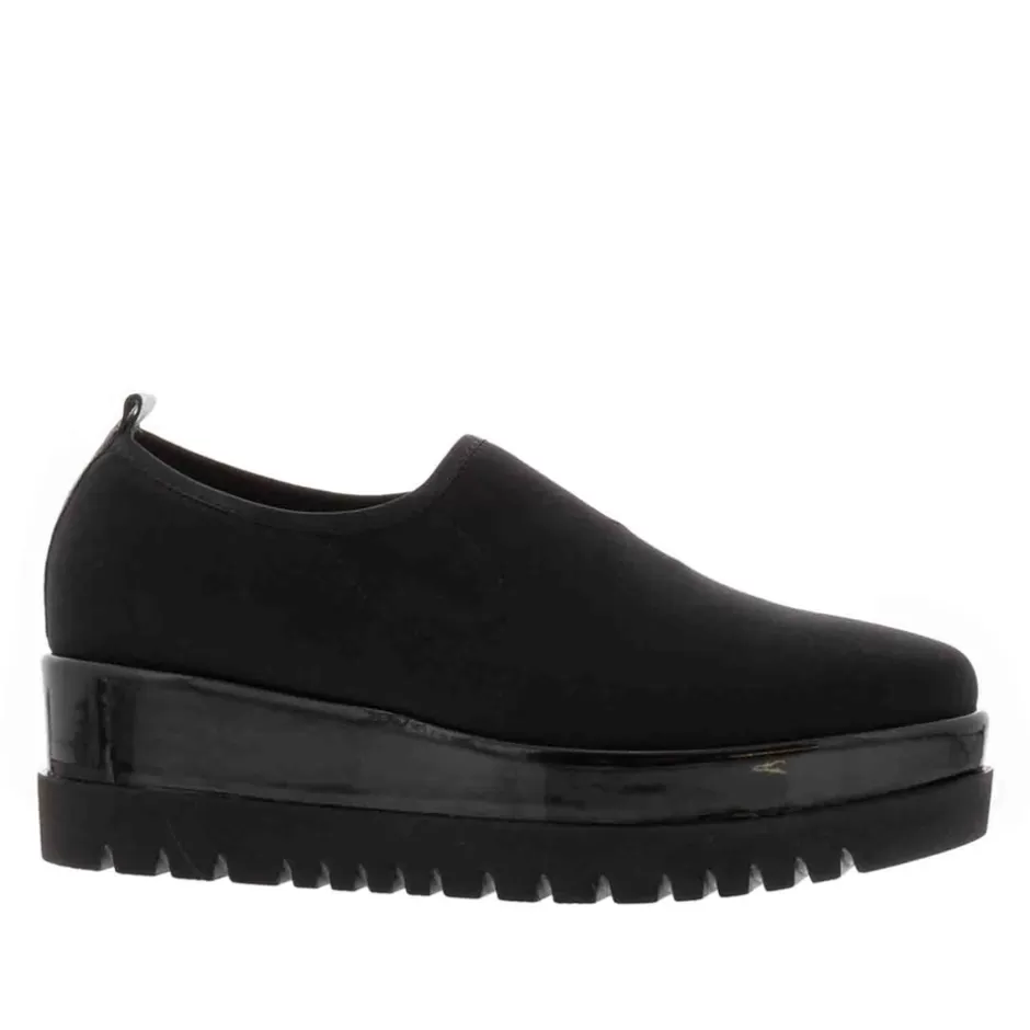 Loafers | Carl Scarpa Angelo Black Italian Lycra Wedge Loafers