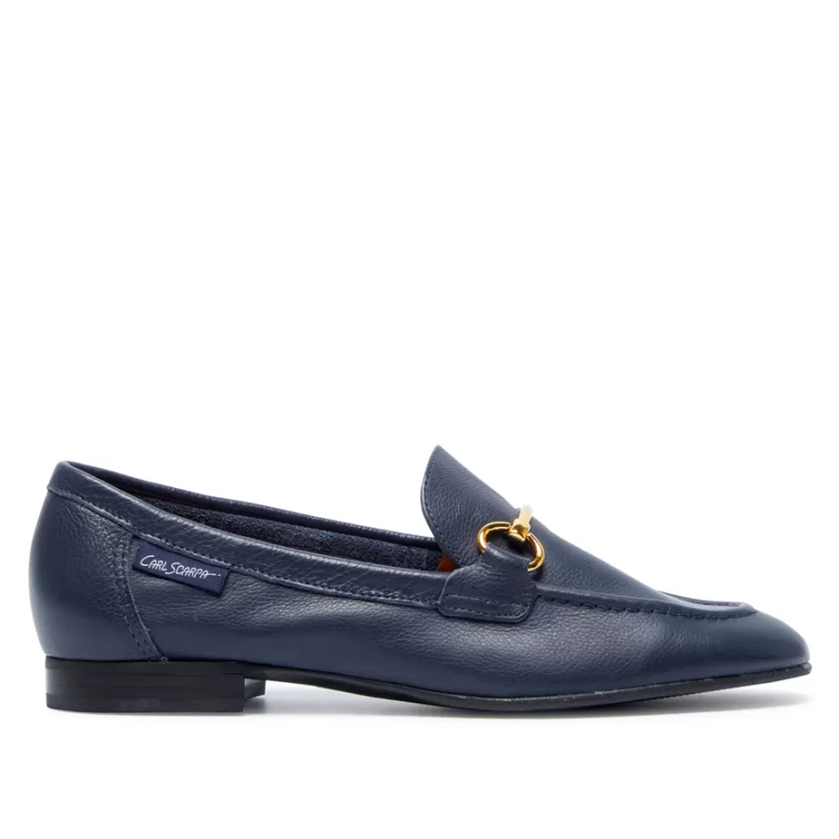 Leather Loafers | Loafers | Carl Scarpa Arlie Navy Leather Snaffle Loafers
