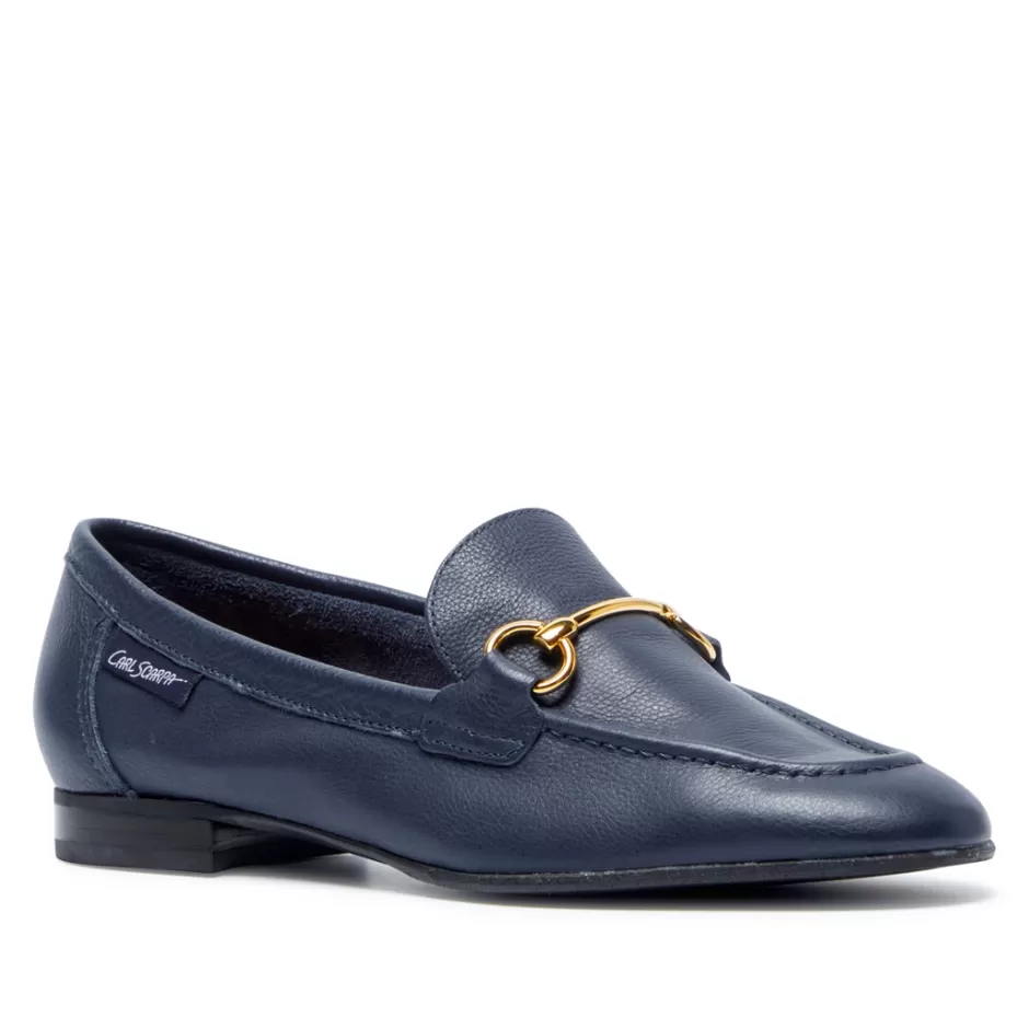 Leather Loafers | Loafers | Carl Scarpa Arlie Navy Leather Snaffle Loafers