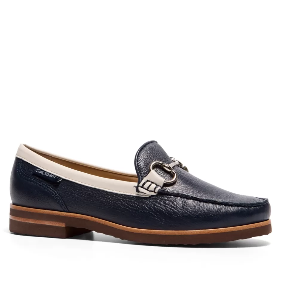 Leather Loafers | Loafers | Carl Scarpa Aubrigo Off White-Navy Leather Snaffle Loafers