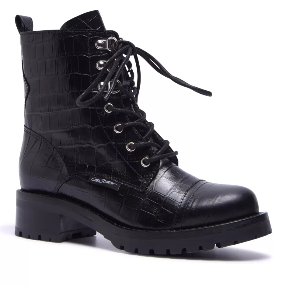 Ankle Boots | Carl Scarpa Blanca Black Croc Leather Ankle Boots