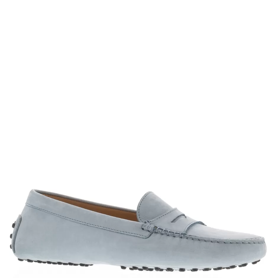 Suede Loafers | Loafers | Carl Scarpa Domenica Light Blue Nubuck Suede Penny Loafers