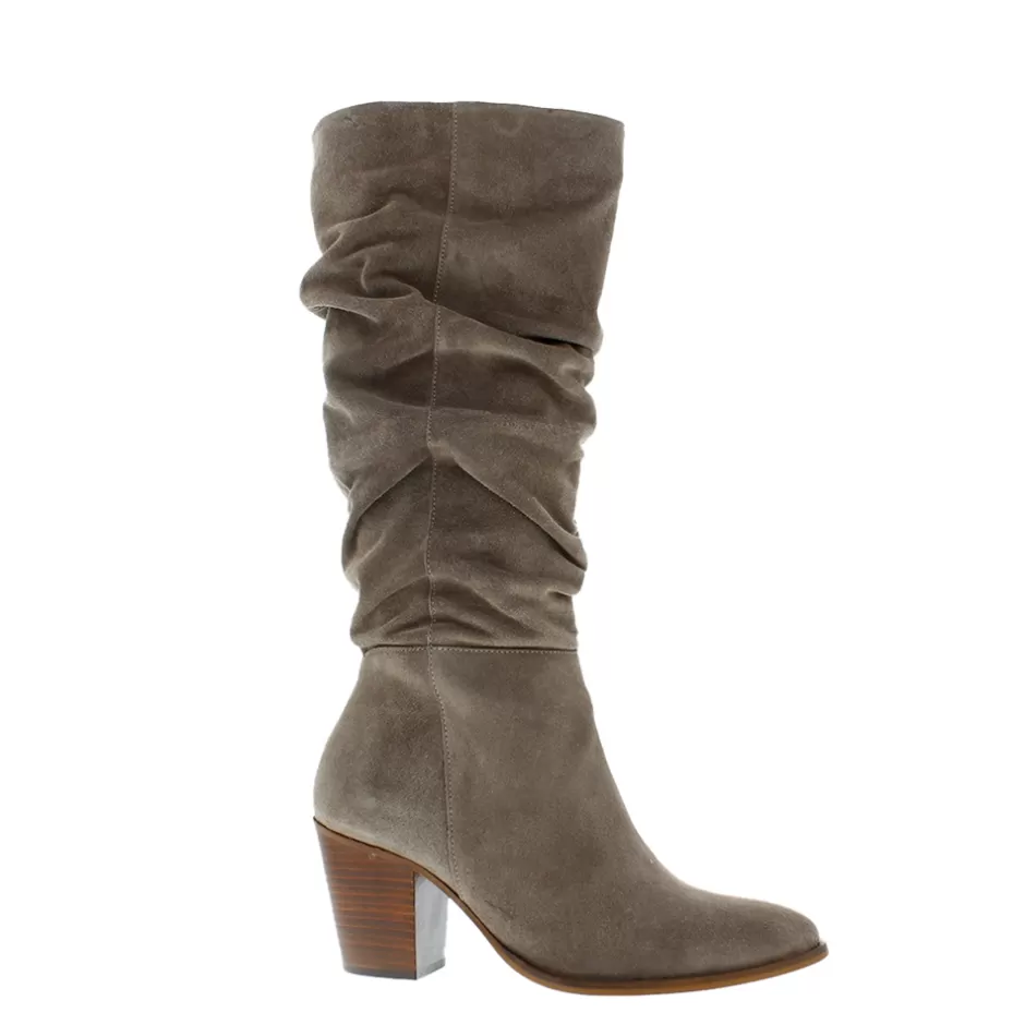 Ankle Boots | Carl Scarpa Ellis Grey Ruched Suede Long Ankle Boots