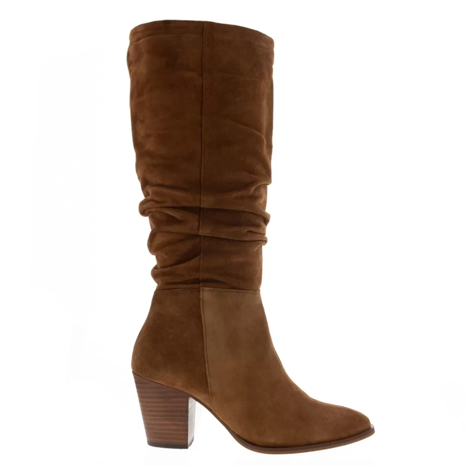 Ankle Boots | Carl Scarpa Ellis Tan Rouched Suede Long Ankle Boots