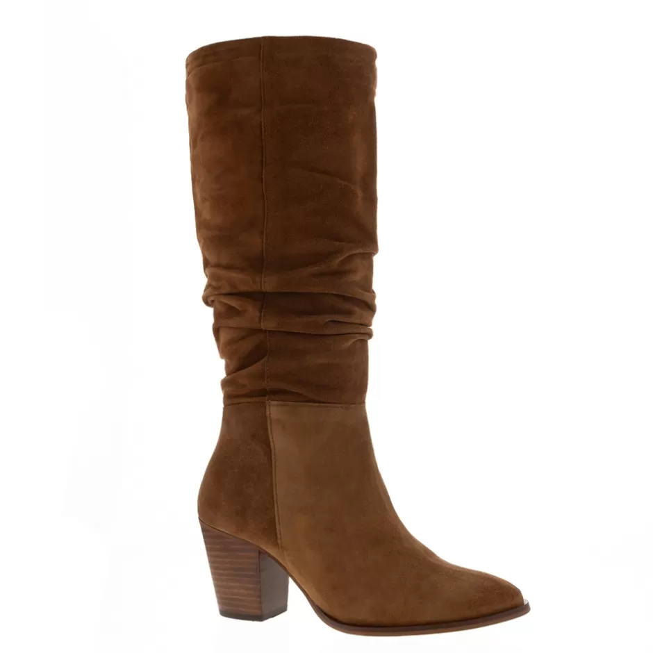 Ankle Boots | Carl Scarpa Ellis Tan Rouched Suede Long Ankle Boots