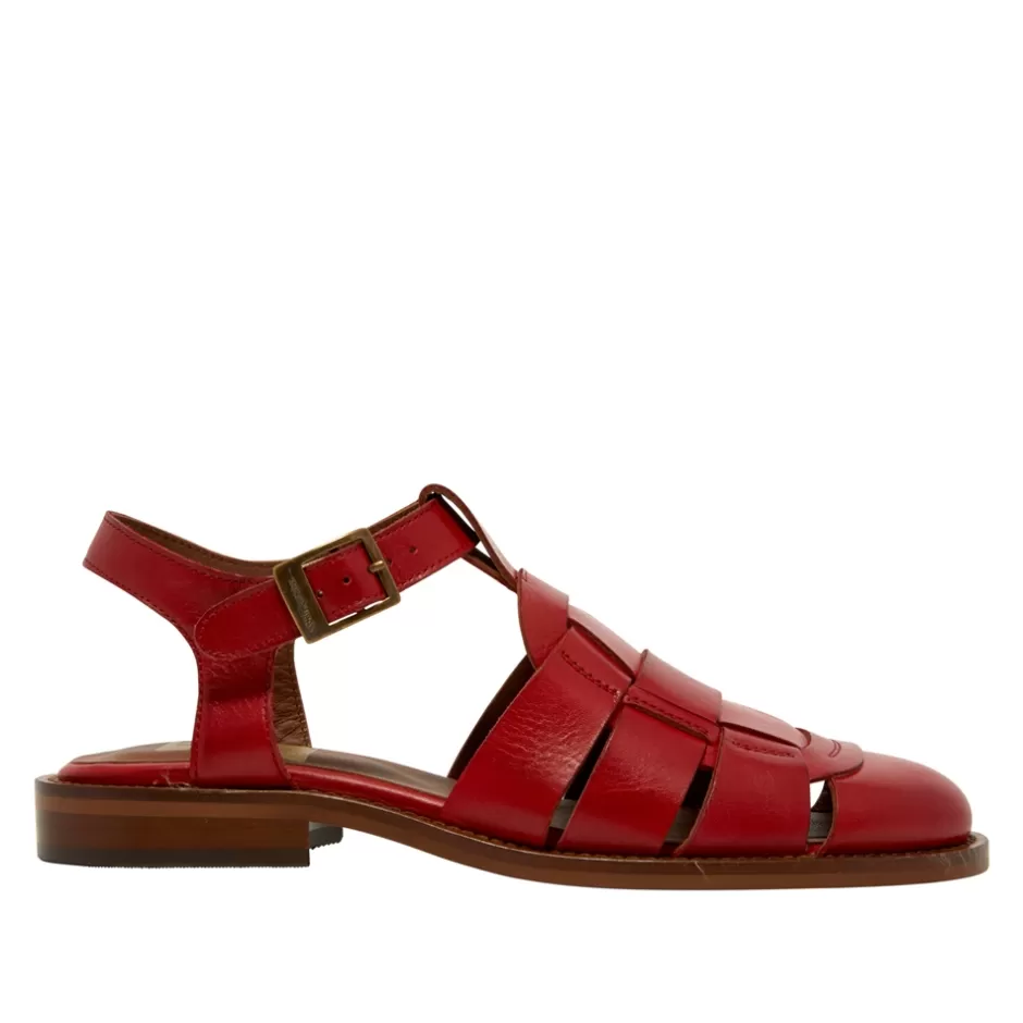 Sandals | Carl Scarpa Emelot Red Leather Flat Sandals