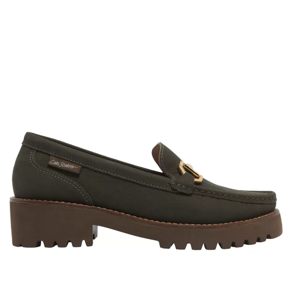 Suede Loafers | Loafers | Carl Scarpa Etana Green Suede Chunky Loafers