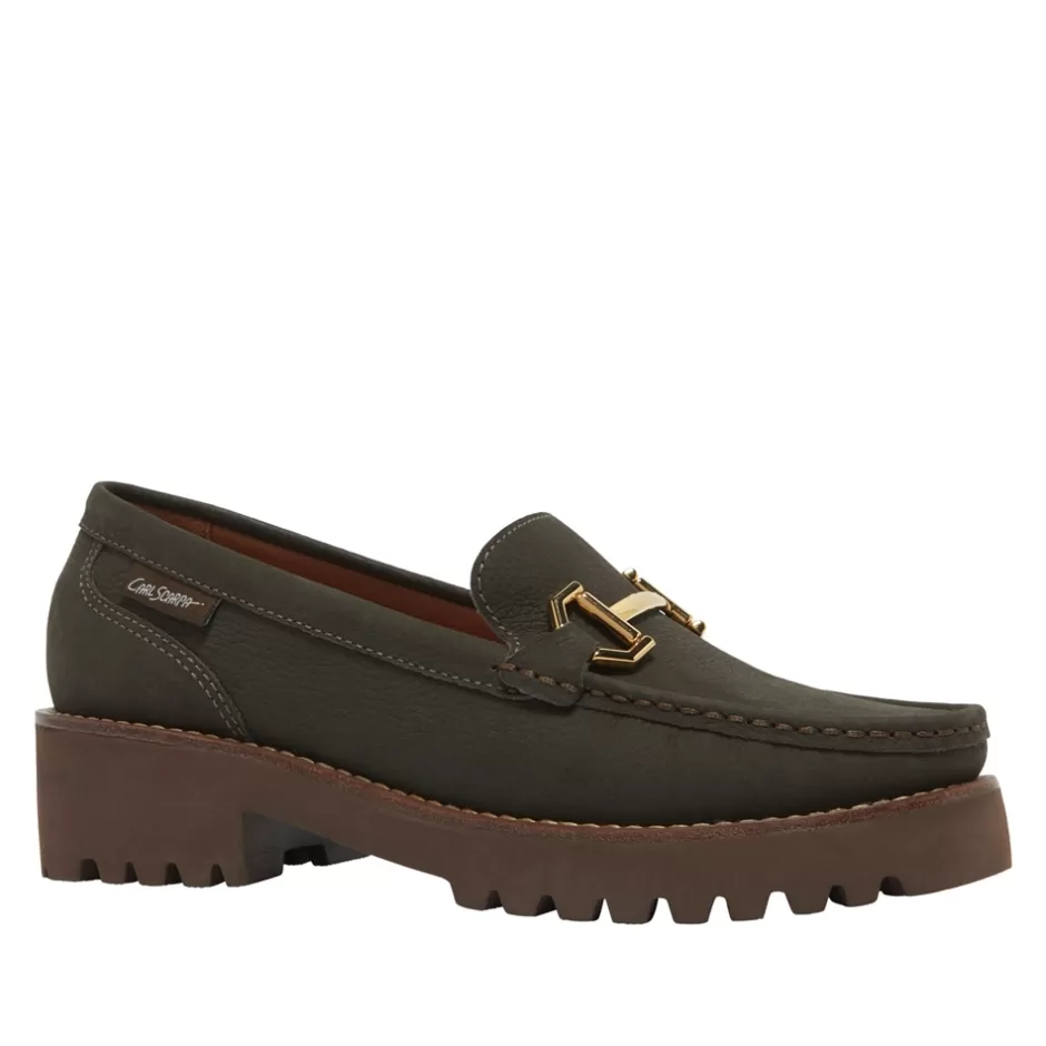Suede Loafers | Loafers | Carl Scarpa Etana Green Suede Chunky Loafers