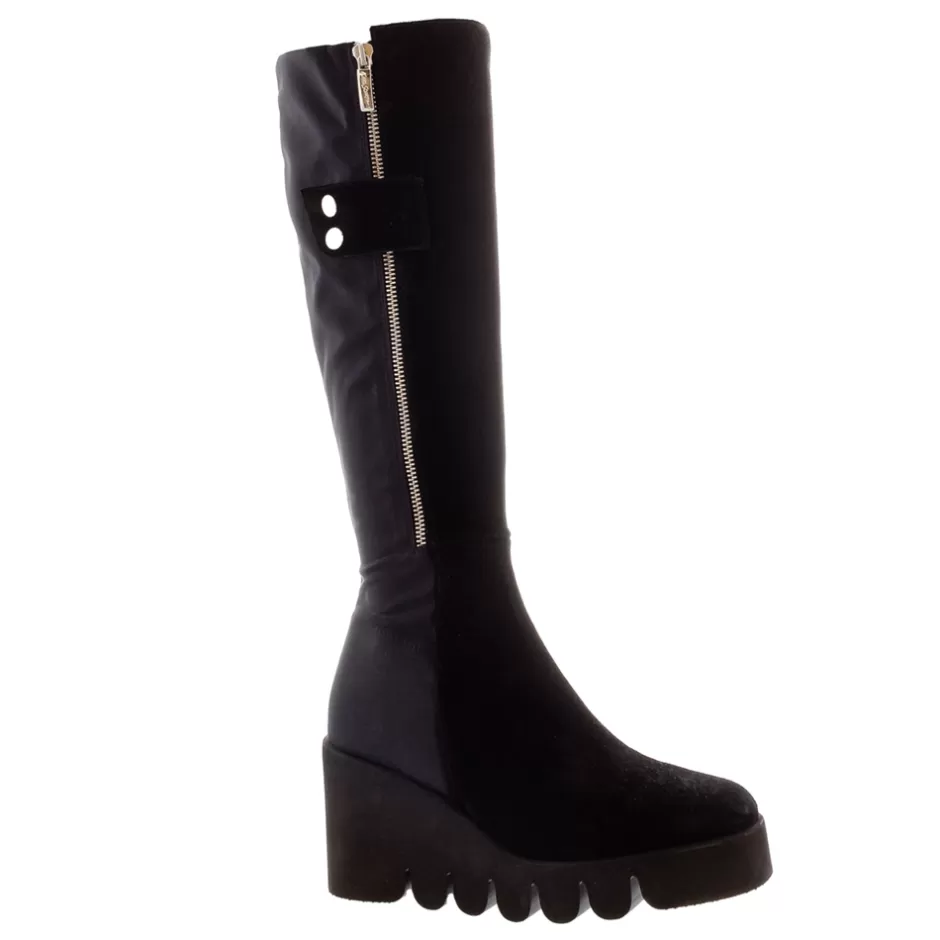 Knee High Boots | Carl Scarpa Hail Black Leather Wavesole Knee High Boots