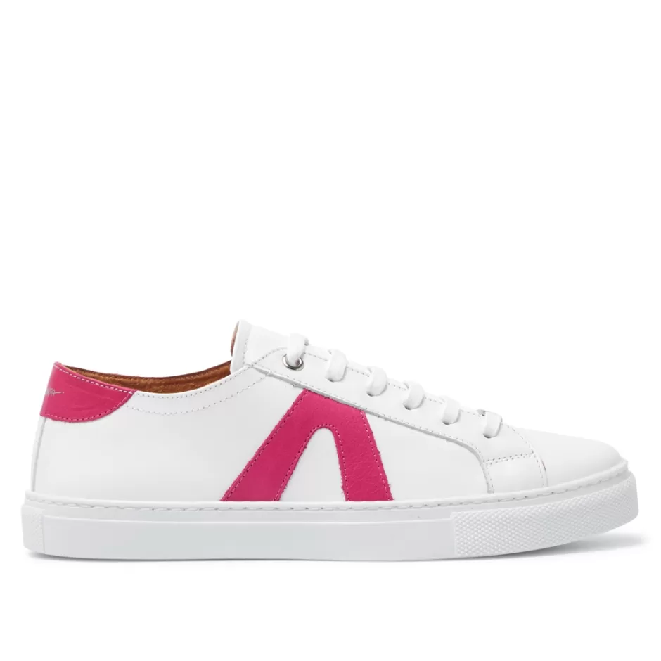 Leather Trainers | Trainers | Carl Scarpa Jessi White Fuchsia Leather Trainers