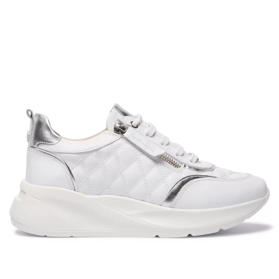 Leather Trainers | Trainers | Carl Scarpa Lestina White Silver Leather Leisure
