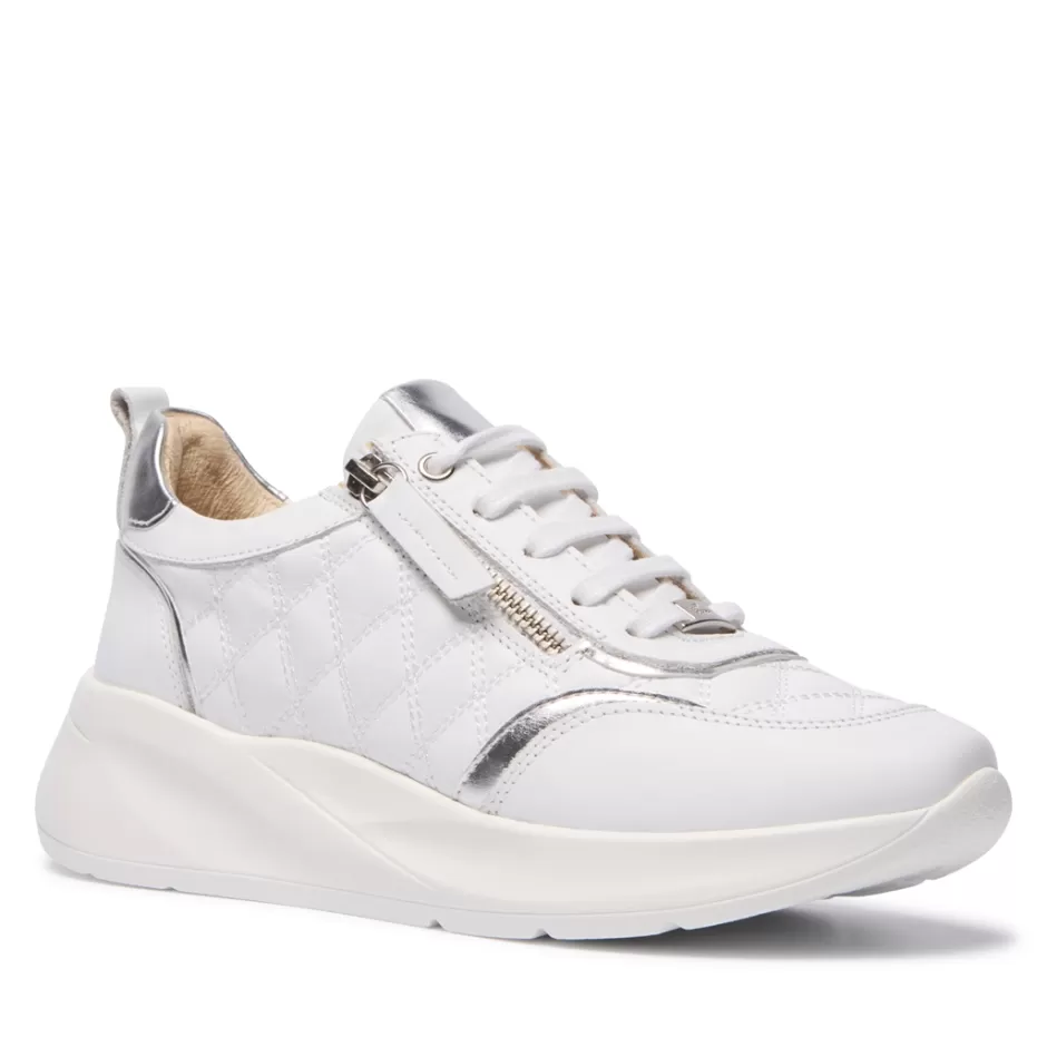 Leather Trainers | Trainers | Carl Scarpa Lestina White Silver Leather Leisure