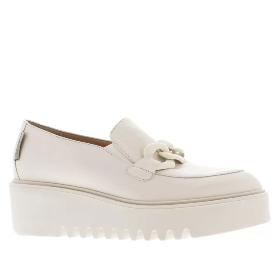 Leather Loafers | Loafers | Carl Scarpa Lizi Italian Off White Chain Wedge Loafers