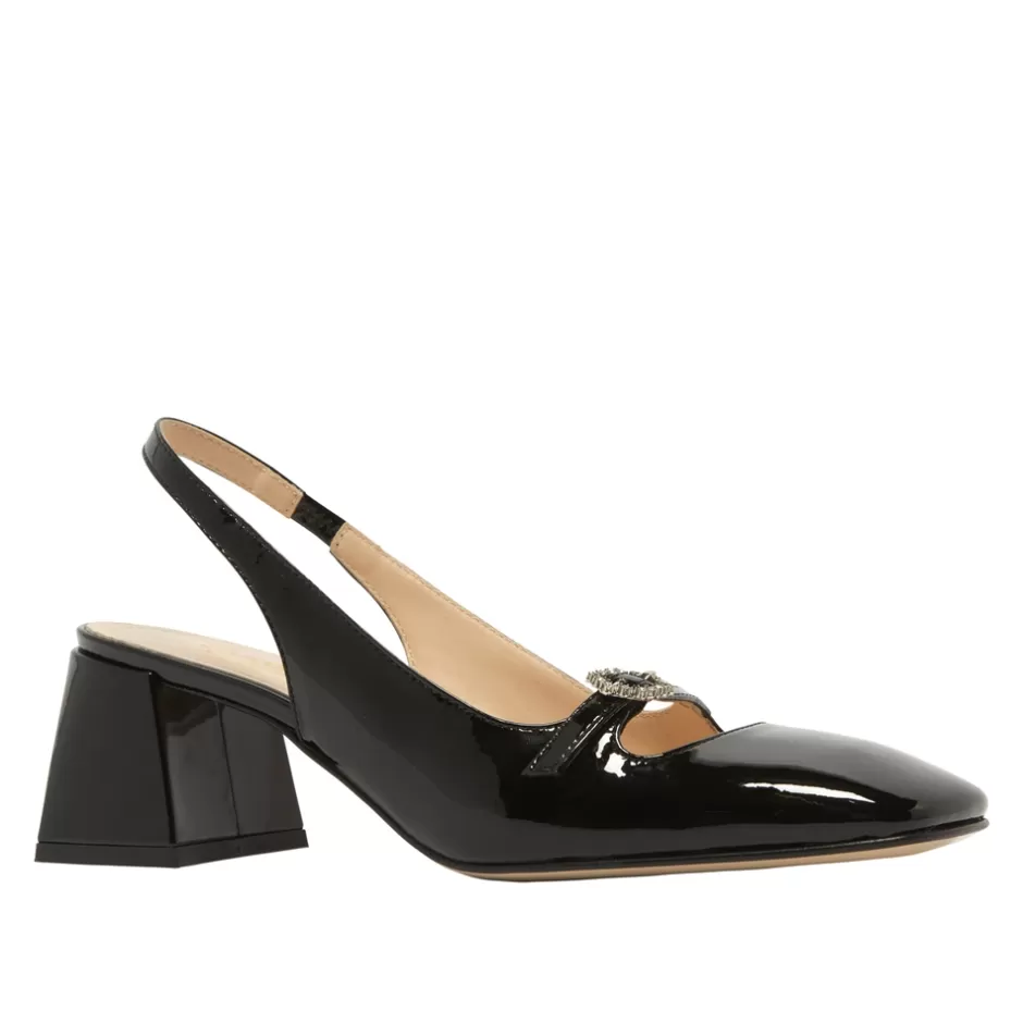 Court Shoes | Carl Scarpa Martina Black Low Block Heel Courts