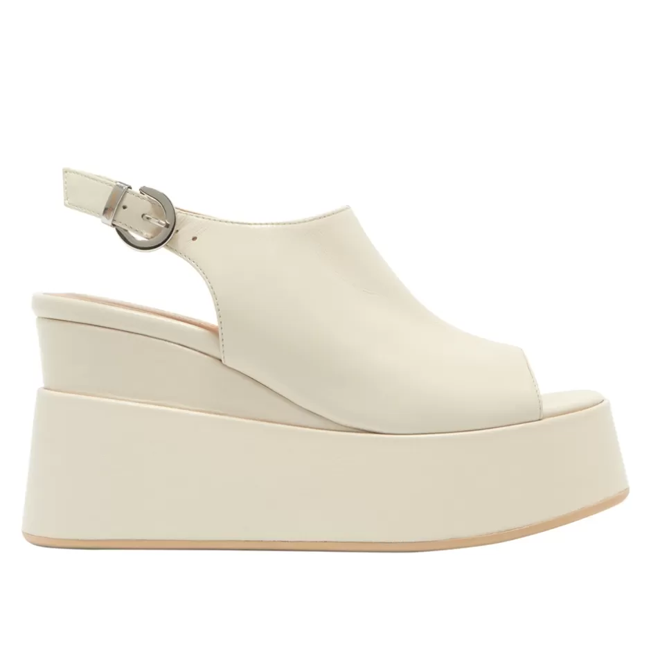 Sandals | Carl Scarpa Mirra Off White Leather Wedge Platform Sandals