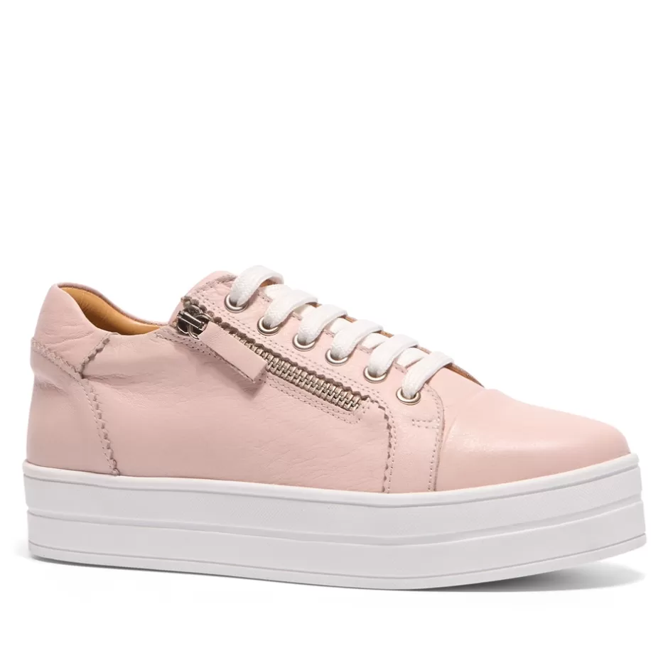 Leather Trainers | Trainers | Carl Scarpa Norina Blush Leather Platform Trainers