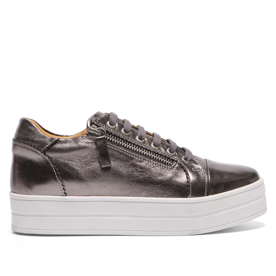 Leather Trainers | Trainers | Carl Scarpa Norina Silver Leather Platform Trainers
