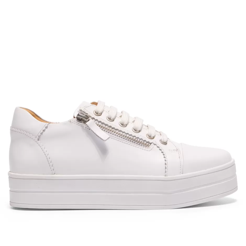 Leather Trainers | Trainers | Carl Scarpa Norina White Leather Platform Trainers