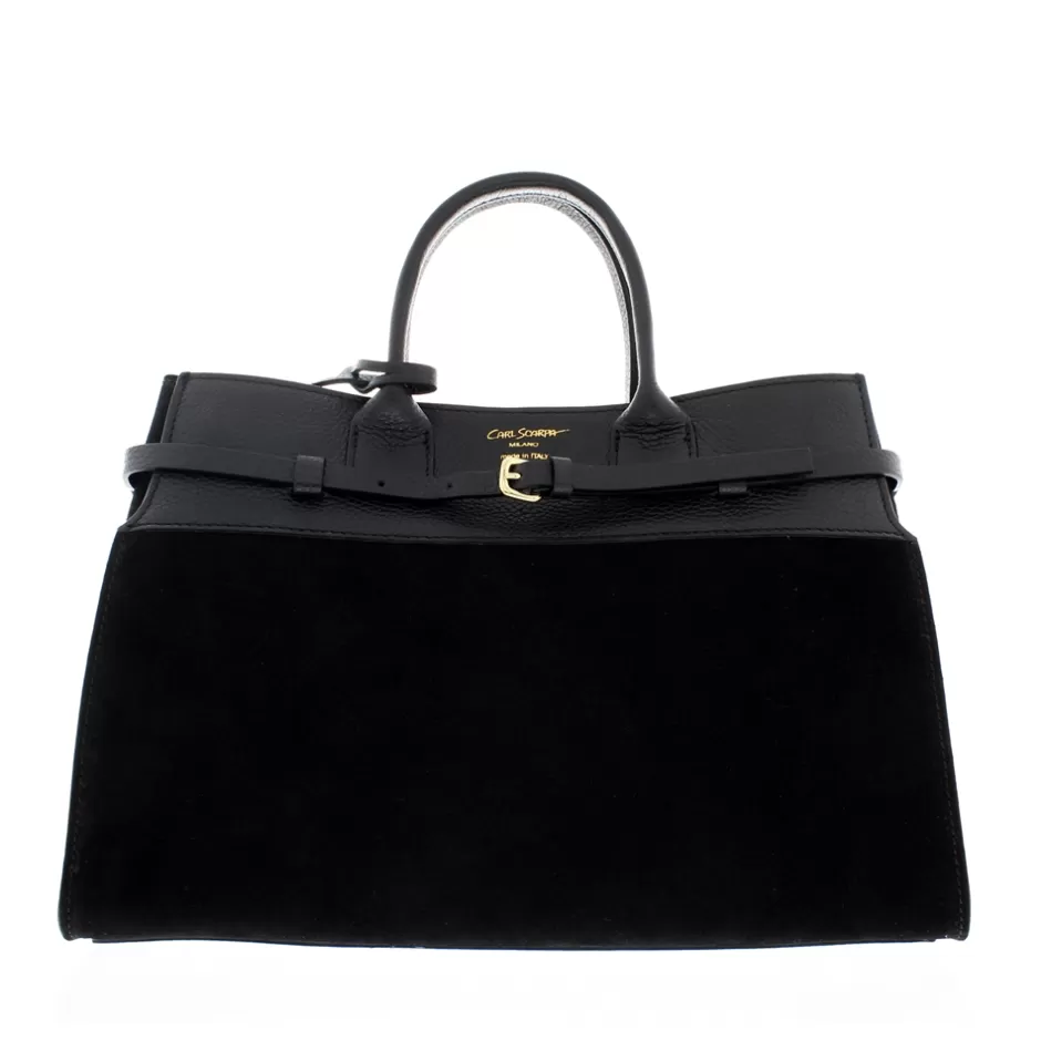 Bags | Carl Scarpa Obarini Black Italian Suede Box Bag