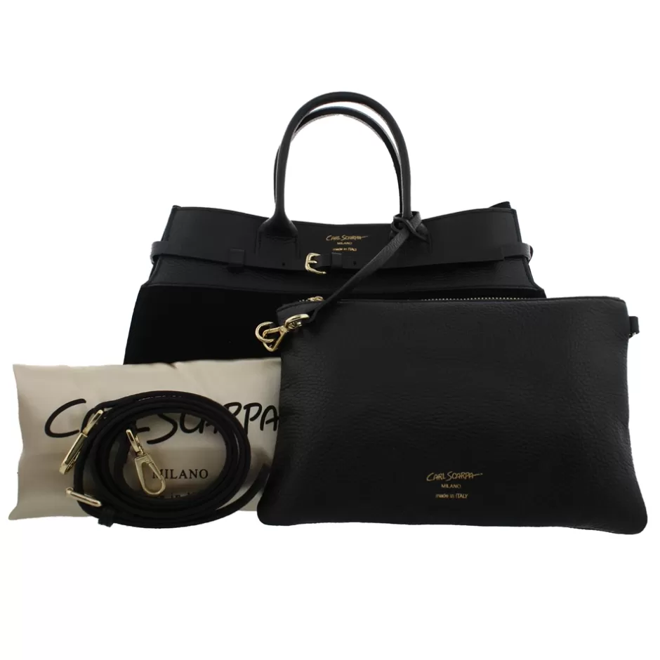 Bags | Carl Scarpa Obarini Black Italian Suede Box Bag