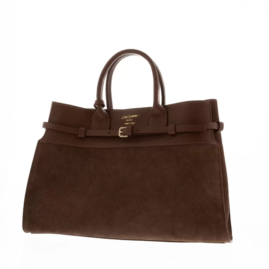 Bags | Carl Scarpa Obarini Tan Italian Suede Box Bag