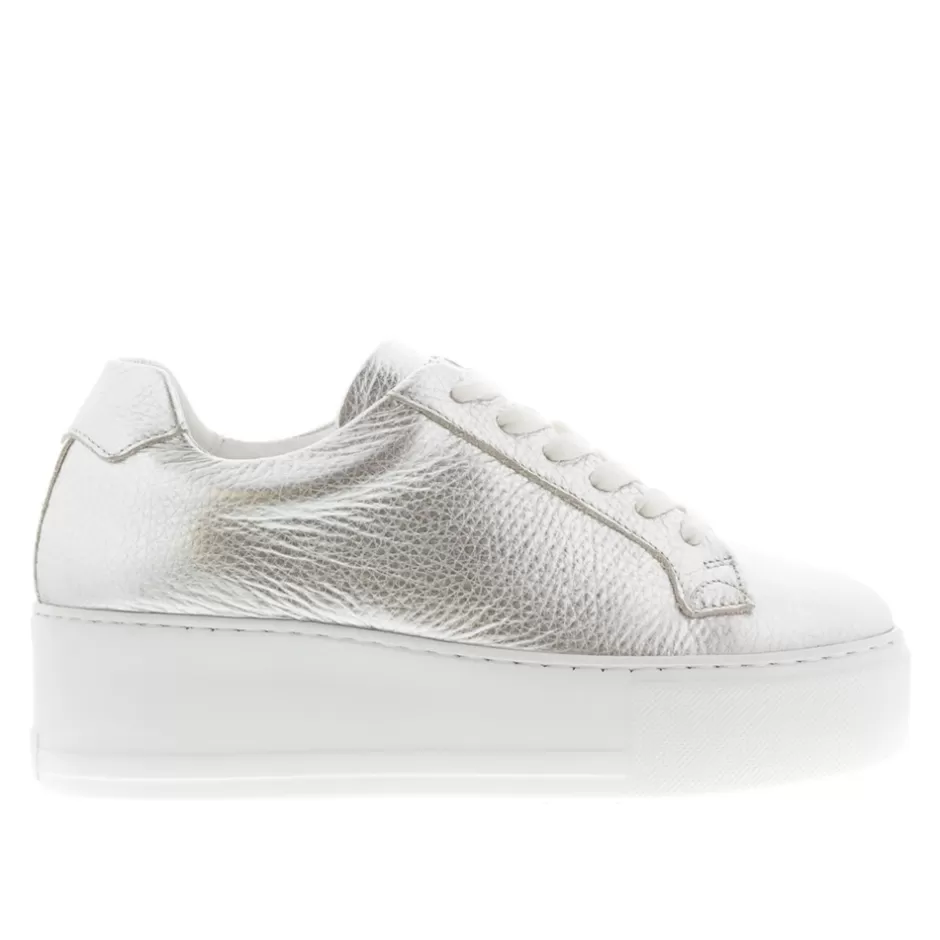 Leather Trainers | Trainers | Carl Scarpa Padova Silver Leather Platform Trainers