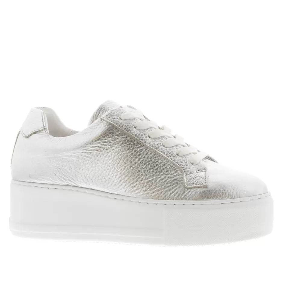 Leather Trainers | Trainers | Carl Scarpa Padova Silver Leather Platform Trainers