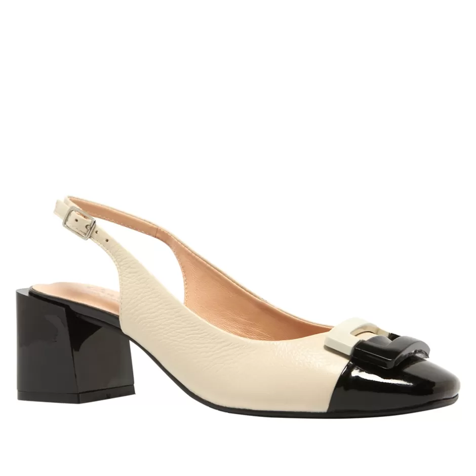 Court Shoes | Carl Scarpa Sardinia Off White Leather Block Heel Courts