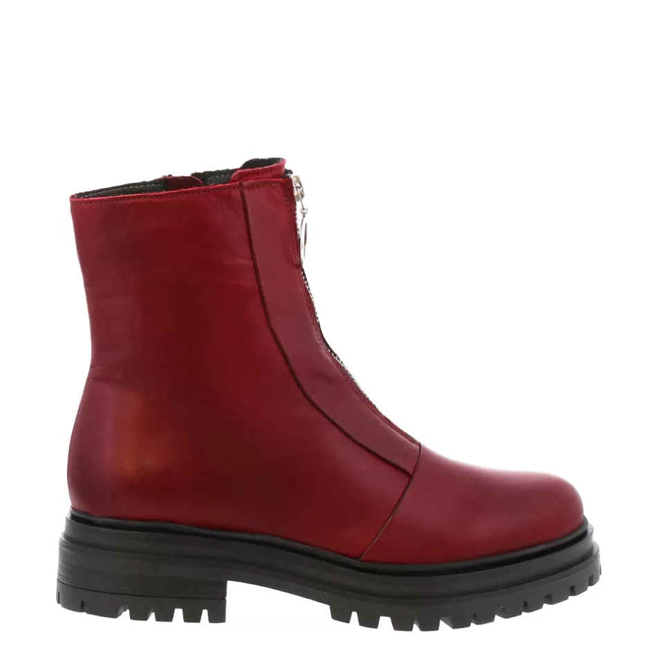 Ankle Boots | Carl Scarpa Savita Red Leather Zip-Up Ankle Boots