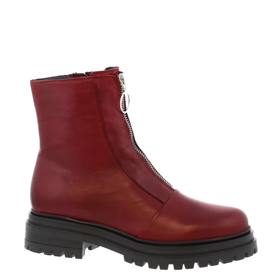 Ankle Boots | Carl Scarpa Savita Red Leather Zip-Up Ankle Boots