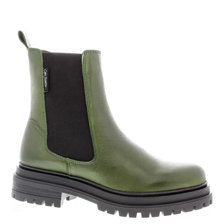 Ankle Boots | Carl Scarpa Selessia Green Leather Chelsea Boots