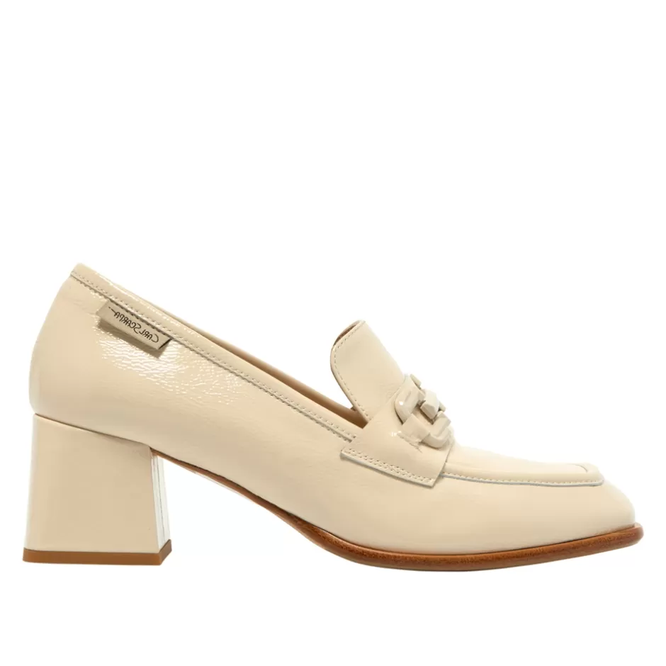 Leather Loafers | Loafers | Carl Scarpa Senso Off White Leather Block Heel Loafers