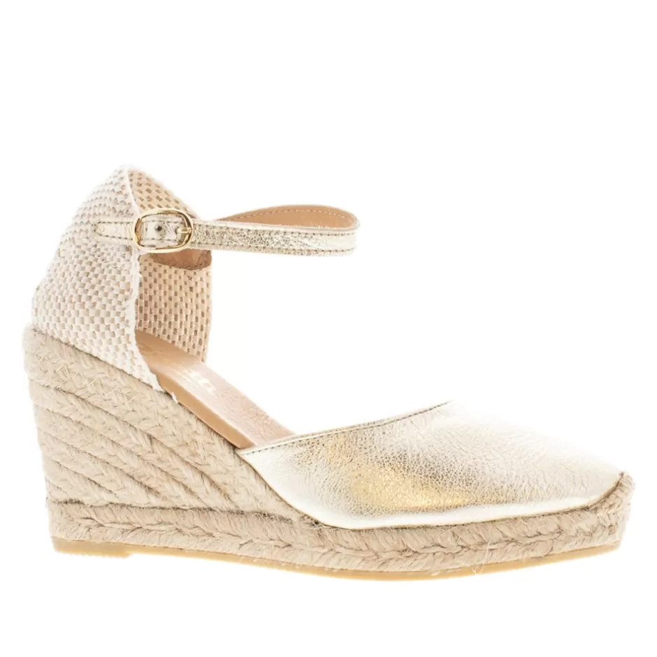 Sandals | Carl Scarpa Sicily Champagne Leather Espadrille Wedge Sandals