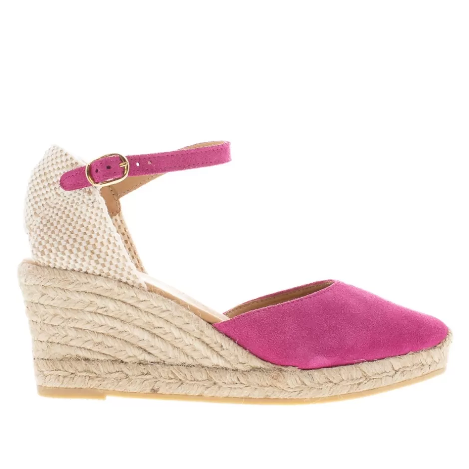 Sandals | Carl Scarpa Sicily Fuchsia Suede Espadrille Wedge Sandals