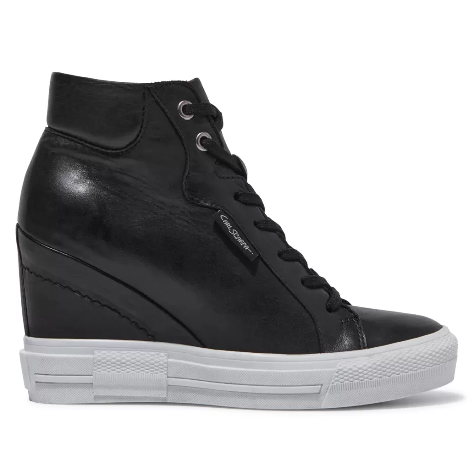 Leather Trainers | Trainers | Carl Scarpa Tabita Black Leather Trainers