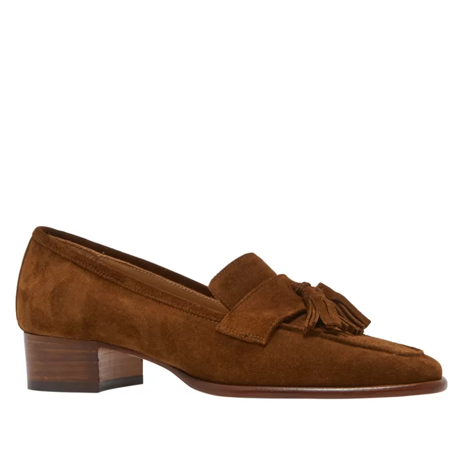 Leather Loafers | Loafers | Carl Scarpa Tristini Tan Suede Low Block Heel Loafers