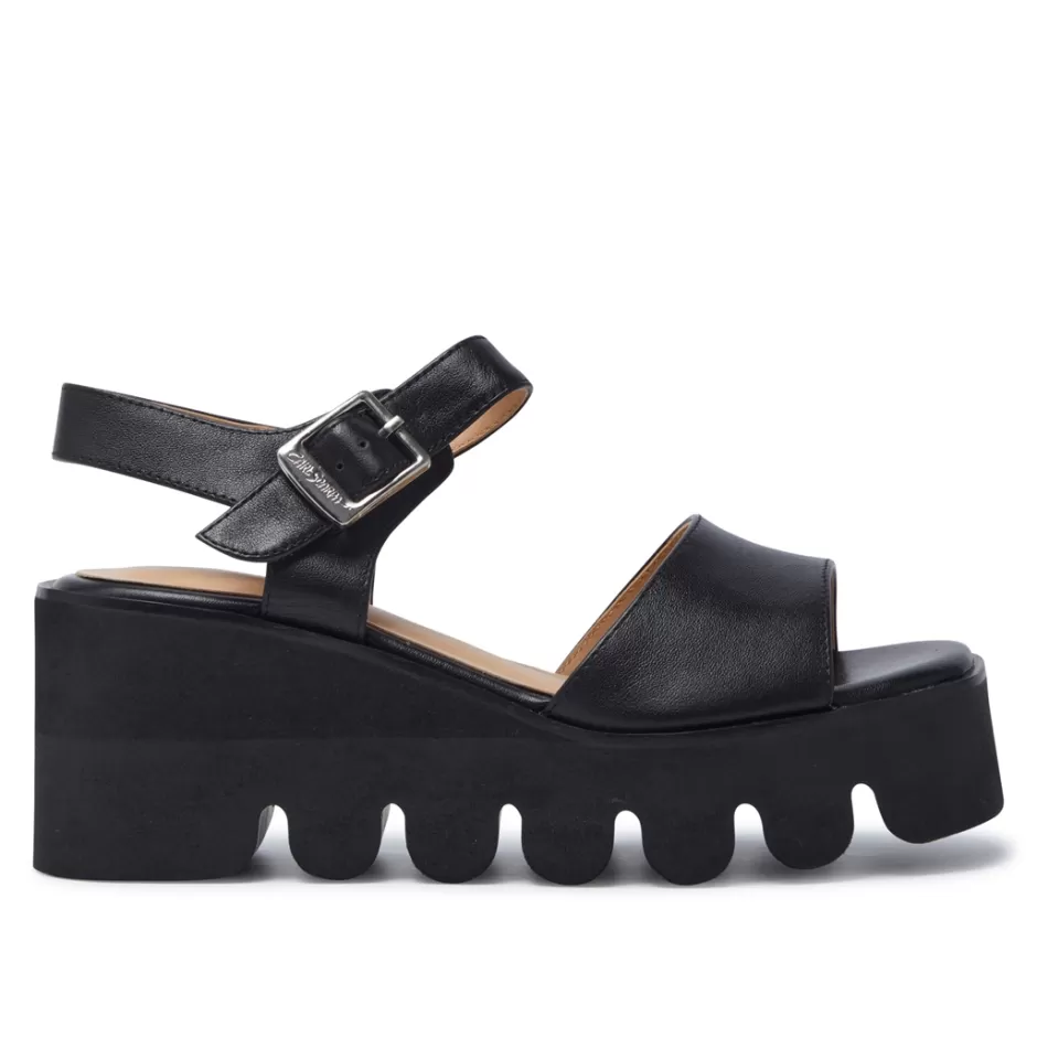 Sandals | Carl Scarpa Veronne Black Leather Wavesole Sandals