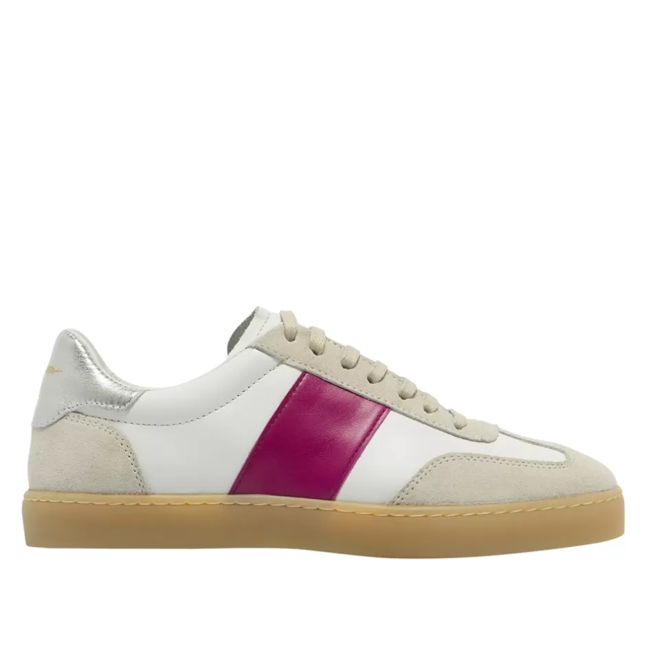 Leather Trainers | Trainers | Carl Scarpa Zest White-Fuchsia Leather Trainers